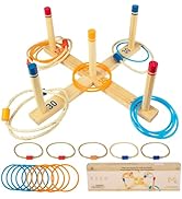 Gioco Del Lancio Dell'Anello In Legno Per Adulti E Bambini – Gioco Da Bar E Giardino, Dimensioni 40x33 Cm