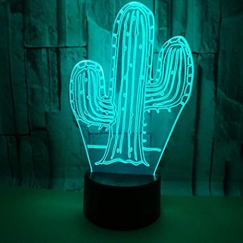 Night Light 3D Led Cute Plants Cactus Shaped Home Decorative Lighting Bedroom Mood Night Light Living Room Multicolor Table Lamp Cover