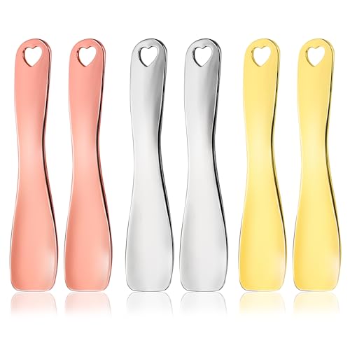 WLLHYF 6 PCS Metal Cosmetic Spoon Skincare Spatula Stick Applicator Beauty Spa Mini Spoon Skin Care Facial Cream Mask Scoop Makeup Tools for Facial DIY Mask Mixing