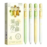 Orablooiva 4 Stück Fidget Stifte, Fidget Stift Für Erwachsene Mit Gänseblümchen Spinner, Stress Und Angst Abbau 0 5mm Schwarze Tinte Gelstifte, Schnelltrocknende