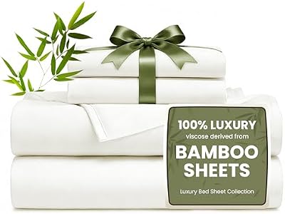 Love's cabin 4 Piece King Size Sheet Set, 100% Rayon Derived from Bamboo, Cooling & Breathable, Soft Silky Deep Pocket up to 16", Hotel Luxury Bedding for Hot Sleepers, White