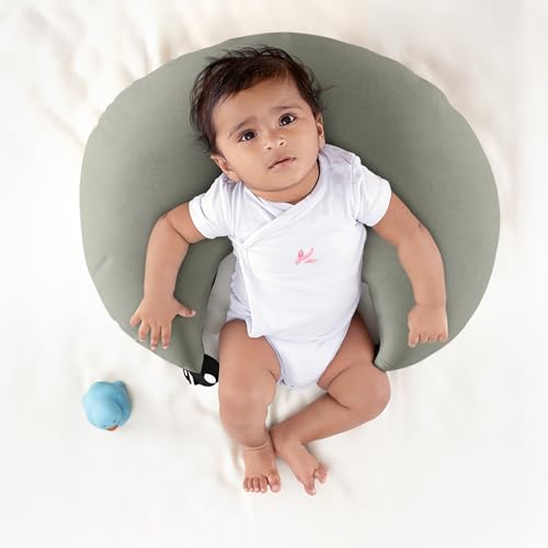Image of Wakefit Nursing Pillow for Breastfeeding & Baby Care | 5 in 1 Feeding Pillow with Bamboo Waterproof Removable Cover | Super Soft & Machine Washable Waterproof Cover | Iron Grey