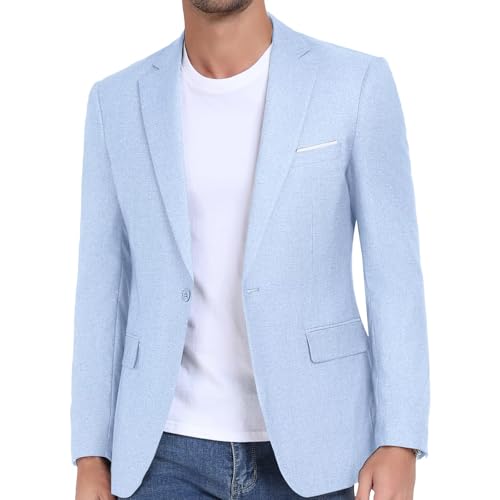 Wehilion Mens Casual Blazer Jacket Lightweight Sports Coat Suit Jacket for Summer Daily Business Wedding Party Travel