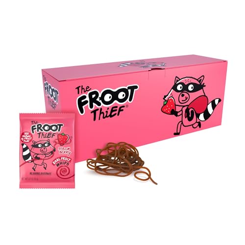 The FROOT Thief Real Fruit Snack Whips, Nut Free, Perfect for School Lunches, Individual Bags for Kids, Strawberry 24 Pack