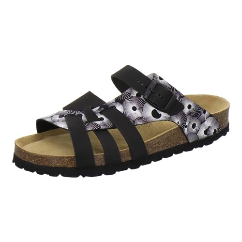 AFS-Schuhe 2122 Damen Pantoletten aus echtem Leder, hochwertige Hausschuhe für Frauen mit Eva-Sohle, Made in Germany (44 EU, Marga schwarz)