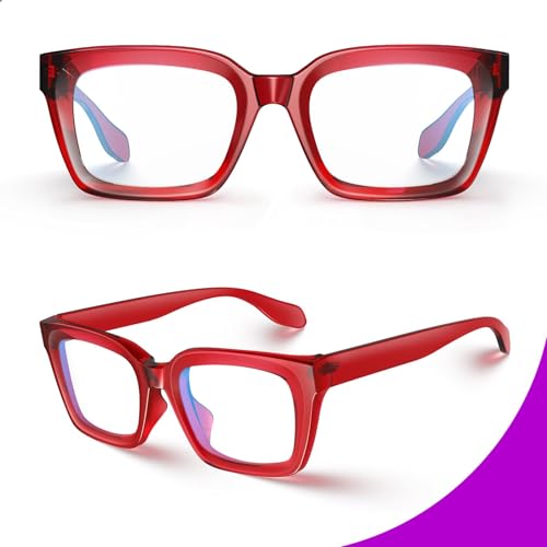 Image of VISOONE Chunky Square Anti Glare UV400 Blue Light Blocking Computer Glasses | 99% Digital Screen Filter Non-Prescription Clear Lens Thick Frame 32g Lightweight Eyewear Office for Men Women MONTANA