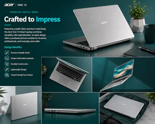 Image of Acer One 15 Smart Laptop AO15-41M-G2 | AMD Ryzen 3 7320U | AMD Radeon 610M Graphics | 8GB LPDDR5 RAM | 256GB NVMe SSD | 15.6 inch FHD Display | Windows 11 Home | Silver
