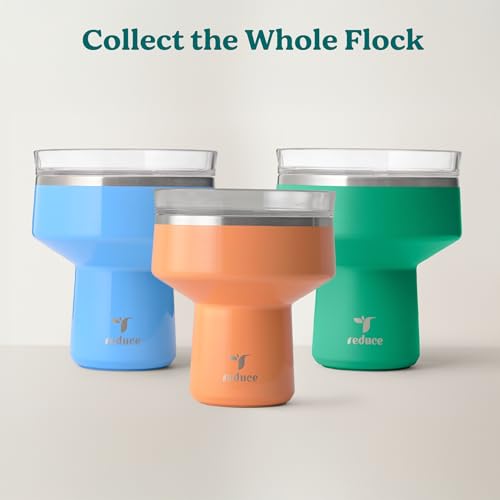 REDUCE Saltini 16 oz Cocktail Tumbler - Insulated Margarita Tumbler with Lid - Keeps Drinks Cold for 10 Hours - 360 Sippable Martini Glass Alternative - Shatterproof, Perfect for Parties - Palm Leaf - Thumbnail 6