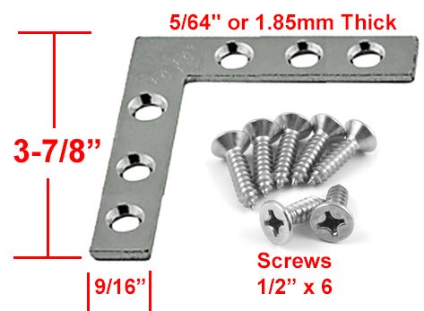 888 Corp 4898-4PACKWS Framing Hardware 4 Inch Corner Brace Zinc Plated Steel thumb #1