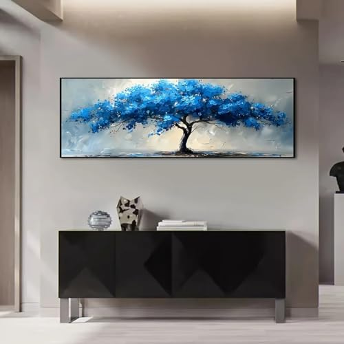 Arbre de vie tableau horizontal pour habiller grand mur blanc