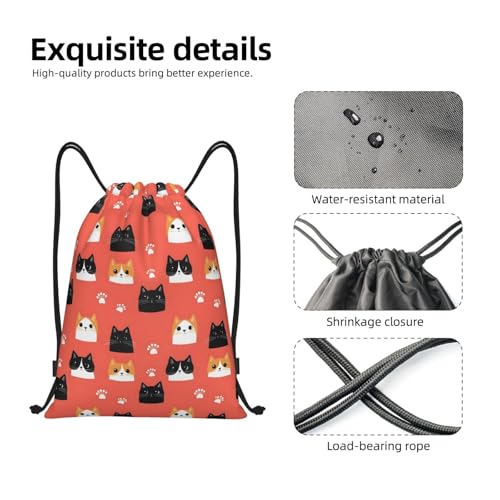 Drawstring Backpack - Cute Cartoon Cats Print Sports Gym Sackpack String Bag For Women Men, Lightweight Draw String Back Bag For Workout Travel3