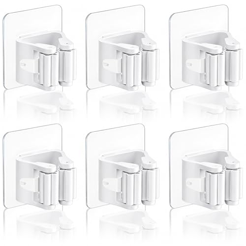 WENRENMK 6 Pièces Porte Balais Mural, Accroche Balai Mural, Range balai mural, Porte Balais Mural Sans Percage, Convient pour Cuisine, Salle de Bain, Jardin,...