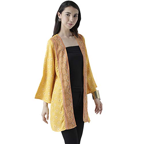 Image of FUSION BEATS Shrugs for Women, Open Neck Printed Shrugs Cardigan, Long Shrugs for Women, Sleeveless Sweater for Women, Overcoat for Women Summer Wear, Bohemian Shrugs for Women, Beach Wear