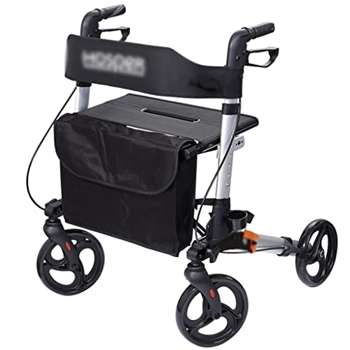 Gehrahmen Faltbarer Rollator-Walker für Senioren, Mobilitäts-Gehhilfe für ältere Menschen (Armlehne, Sitz und Rückenlehne) mit rollender Mobilitäts-Gehhilfe (Color : Gray, Size : 64x68x80cm) Cover
