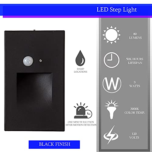 Ciata Led Indoor & Outdoor Motion Sensor Light Deck Stair Lights Indoor Motion Sensor Step Lights, Integrated Pir Motion Sensor And Dusk To Dawn Photocell Sensor Vertical Stairway Lighting - Black #TOP5
