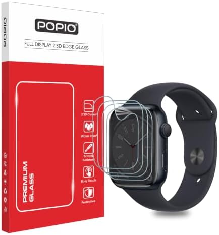 POPIO Acrylic Screen Guard Protector Compatible for Apple Watch Series 7 / Series 8 / Series 9, 41mm (Transparent) With Edge To Edge Full Screen Coverage & Easy Installation Kit, Pack Of 4
