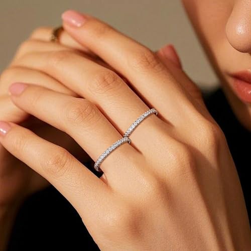 Silver Rings For Women, 18k White Gold Plating And Featuring Round Cubic Zirconia (Cz) Stones, These Stackable Rings Make Exquisite Thoughtful Gifts Special Occasions Such As Birthdays And Weddings3