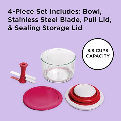 Chef'n 102-239-005 VeggiChop Hand-Powered Food Chopper, Set of 1, Cherry