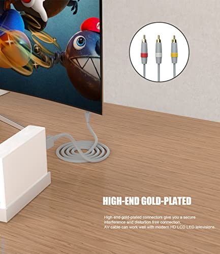 Snllmzi Av Cable For Wii Wii U,6Ft 1.8M Composite Retro 3 Rca Gold-Plated Cable For Nintendo Wii And Wii U #TOP5