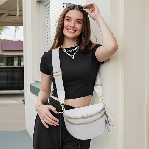 Image of WOOMADA Checkered Crossbody Bag Bum Bag for Women, Fanny Pack Checkered Purse, Belt Bag with Shoulder Strap(Grey)