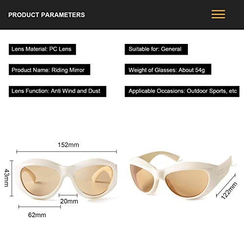 KFPH Y2K Punk Sunglasses for Women Men Fashion Oversized Oval Sun Glasses Geometric Wrap Around Cool Hip Hop Glasses2