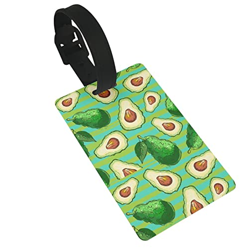 Avocado Green Striped Luggage Tag Suitcase Name Id Card Labels Identifiers PVC Baggage Tags Luggage for Women Men Kids Girls Travel