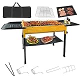 Portable Charcoal Grill, Folding Camping Grills for Hibachi Skewers Stainless Steel, Portable BBQ Grill for Outdoor Cooking Backyard Camping Picnics Beach