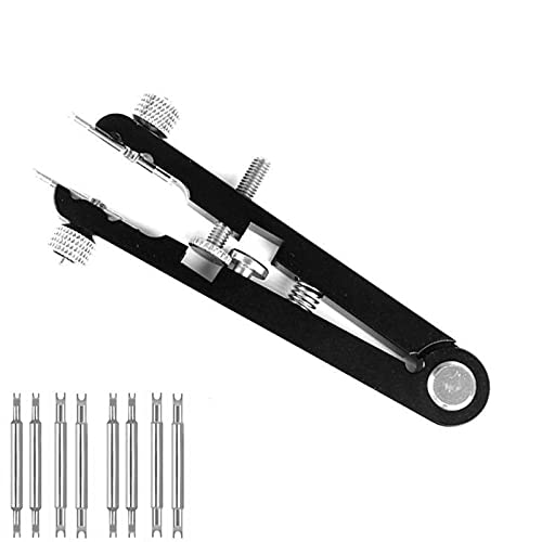 MoreJieka - Set di pinze per orologio con 8 punte resistenti, 6825 a molla, strumento per pinzette, per rimuovere e sostituire i perni a molla, Nero , Medium,