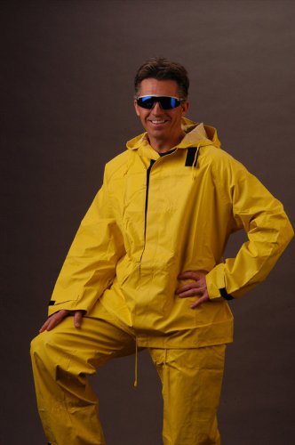 Image of MCR Safety 8402X3 Hydroblast Neoprene /Nylon 2-Piece Rainsuit with Attached Hood, Yellow, 3X-Large