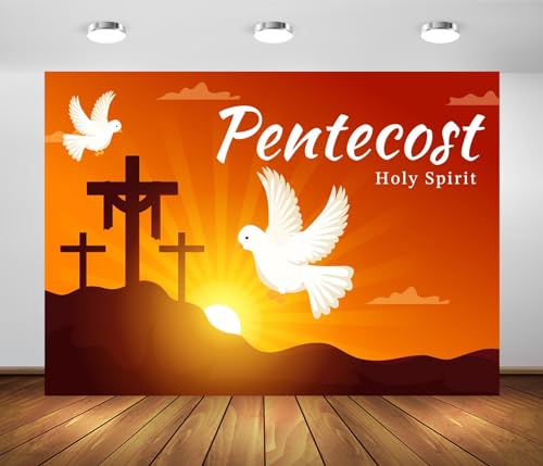 BELECO 7x5ft Fabric Pentecost Backdrop Holy Spirit Dove, Jesus Cross,