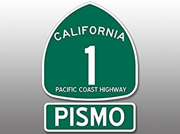Magnet (2 Pcs) PCH Highway 1 Sign and Pismo Magnet(California rv Route) Size: 4.5 x 5 inch