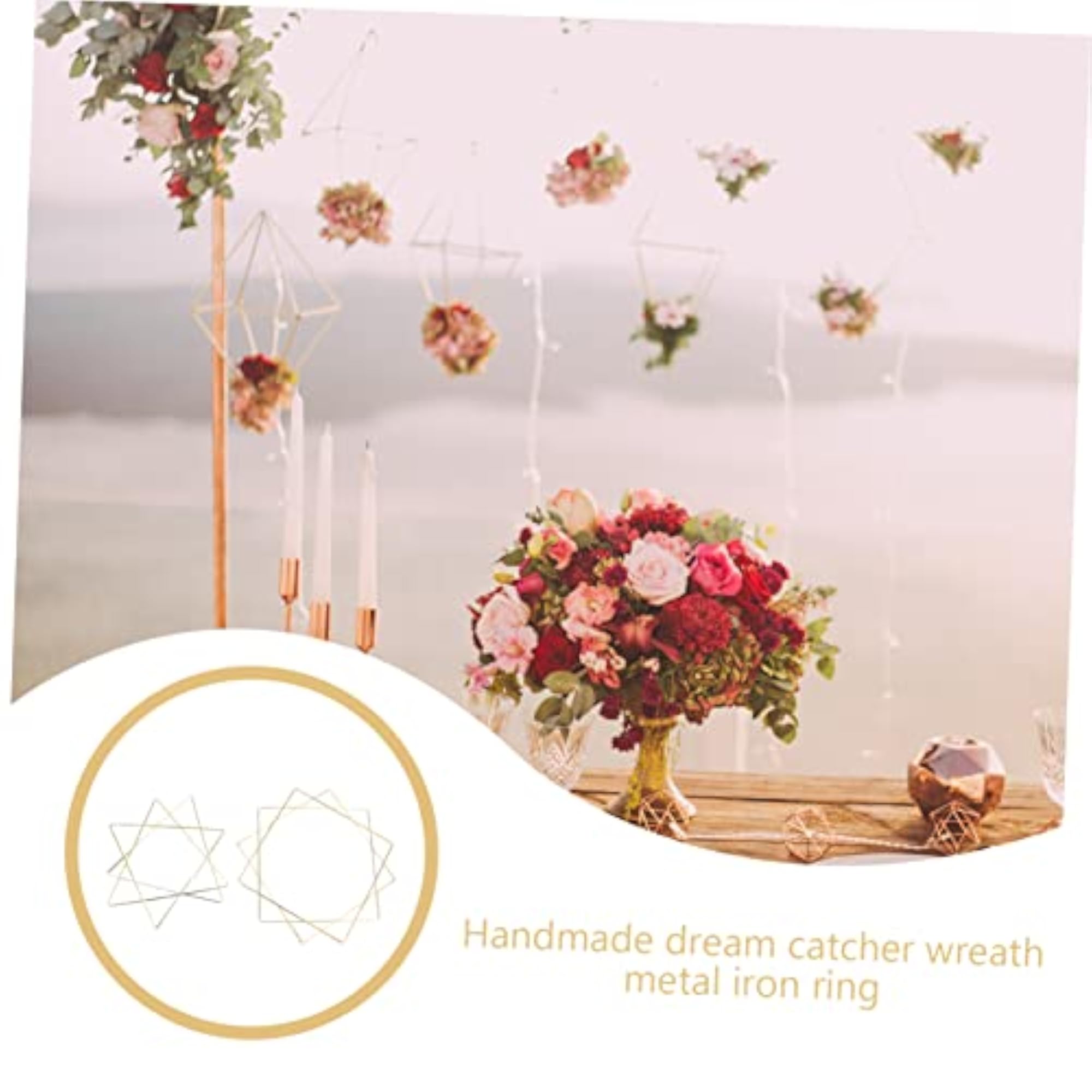 6Pcs Metal Dream Catcher Rings Set Triangle and Square Frames