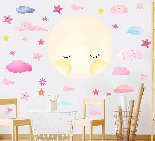 Vinilos decorativos de estrellas y nubes para pared