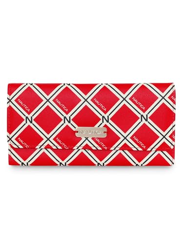 Nautica Money Manager RFID Women’s Wallet Clutch Organizer, Red