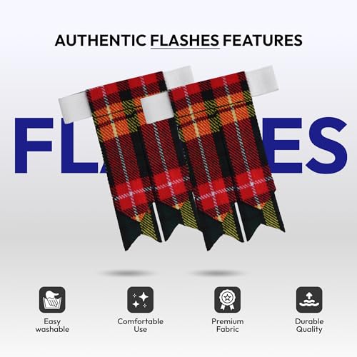 Image of Scottish Tartan Kilt Flashes with Elastic Adjusters