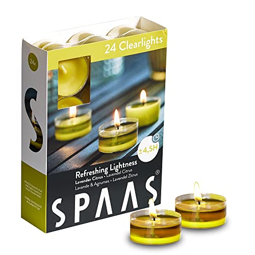 24 SPAAS© Duftkerzen in Geschenkverpackung 4,5 h Brenndauer Clearlights Duft Teelicht Duftlicht Kerzen (Refreshing Lightness (Lavendel/Zitrus))