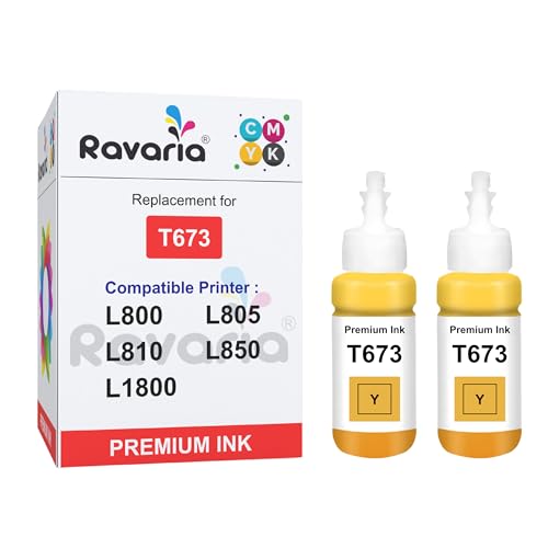 Image of T673 Compatible Refill Ink for EP L805 L800 L1800 L810 L850 Printer (T673 Yellow Ink 2 Pcs)