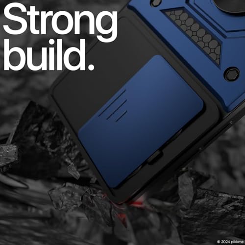 Image of Pikkme Back Cover for Realme Narzo N61 / Realme C61 4G | Sliding Camera Shield with Ring Stand | D10 Full Camera Protection Bumper Case (Blue)