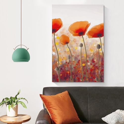 Tableau moderne coquelicot rouge grand format impression toile salon