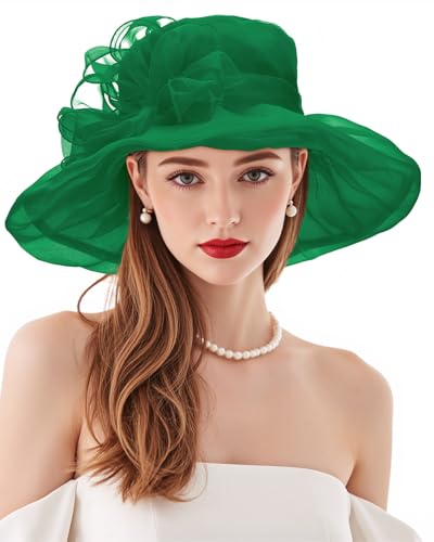 Century Star Kentucky-Derby Fascinator Hats for Women 2026 Floral Tea Party Bridal Church Wedding Headwear Green One Size