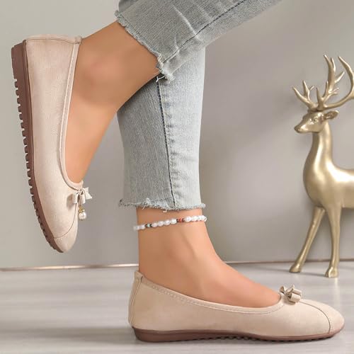 Womens Flats Shoes Dressy Round Toe Bowknot Foldable Comfortable Casual Slip On Ballet Loafers Women's Walking Driving Ballerina Flats Lightweight Low Top Non-Slip Dance Flat Shoes2