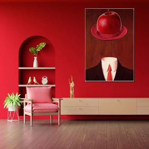 Affiche murale philosophique Magritte tableau surréaliste toile joueur de boules de pommes