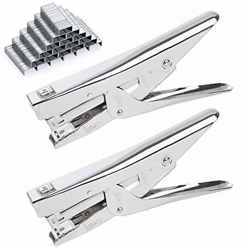 SHANQIAN 2 Pack Heavy Duty Office Stapler, 20 Sheets Capacity, 4000 Staples, No-Jam, Fast Reload, Silver, Classic