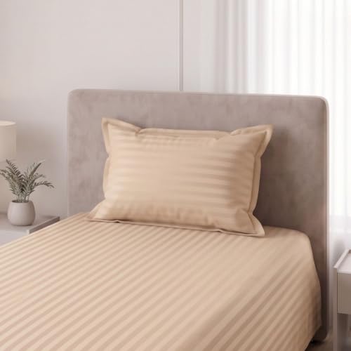 Image of Living Roots Glace Cotton 180 TC Single Bedsheet with 1 Pillow Cover |Single Size 60 x 90 Inches |Soft, Breathable & Durable |Fits Mattress up to 4 Inches |No Colour Bleeding (Beige)