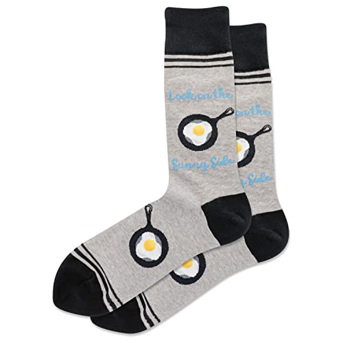 Hot Sox Mens Look on the Sunny Side Crew Socks, 10-13, Grey Heather
