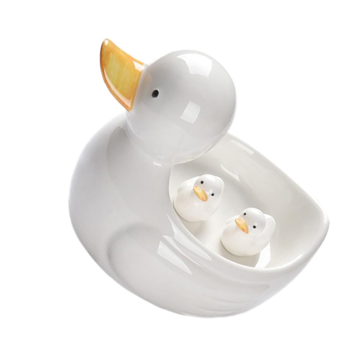 Support à Baguettes en Céramique Blanc avec Bol de Canard, Repose-Baguettes Créatif Lisse et Solide Cuisine et Décoration de Table