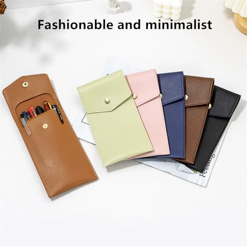 Image of Leather Pen Case Holder Fountain Pen Pouches Sleeve Hold 6-7 Pen Pencil for Women Men