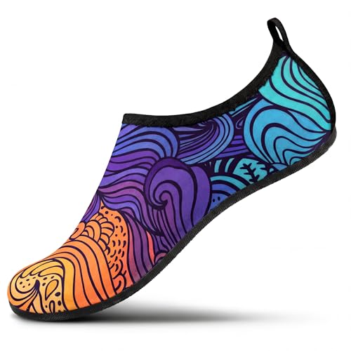 Image of SEEKWAY Water Shoes Women Men Adult Quick-Dry Aqua Socks Barefoot Non Slip for Beach Swim River Pool Lake surf Black SK002(U)