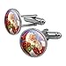 GRAPHICS & MORE Christmas Holiday Santa Presents Candy Canes Round Cufflink Set Silver Color