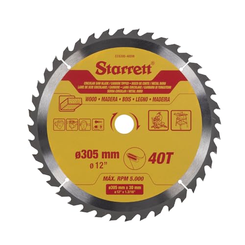 Starrett 305mm TCT Circular Saw Blade for Wood, 40-Tooth, 16/19/25/30mm Bore